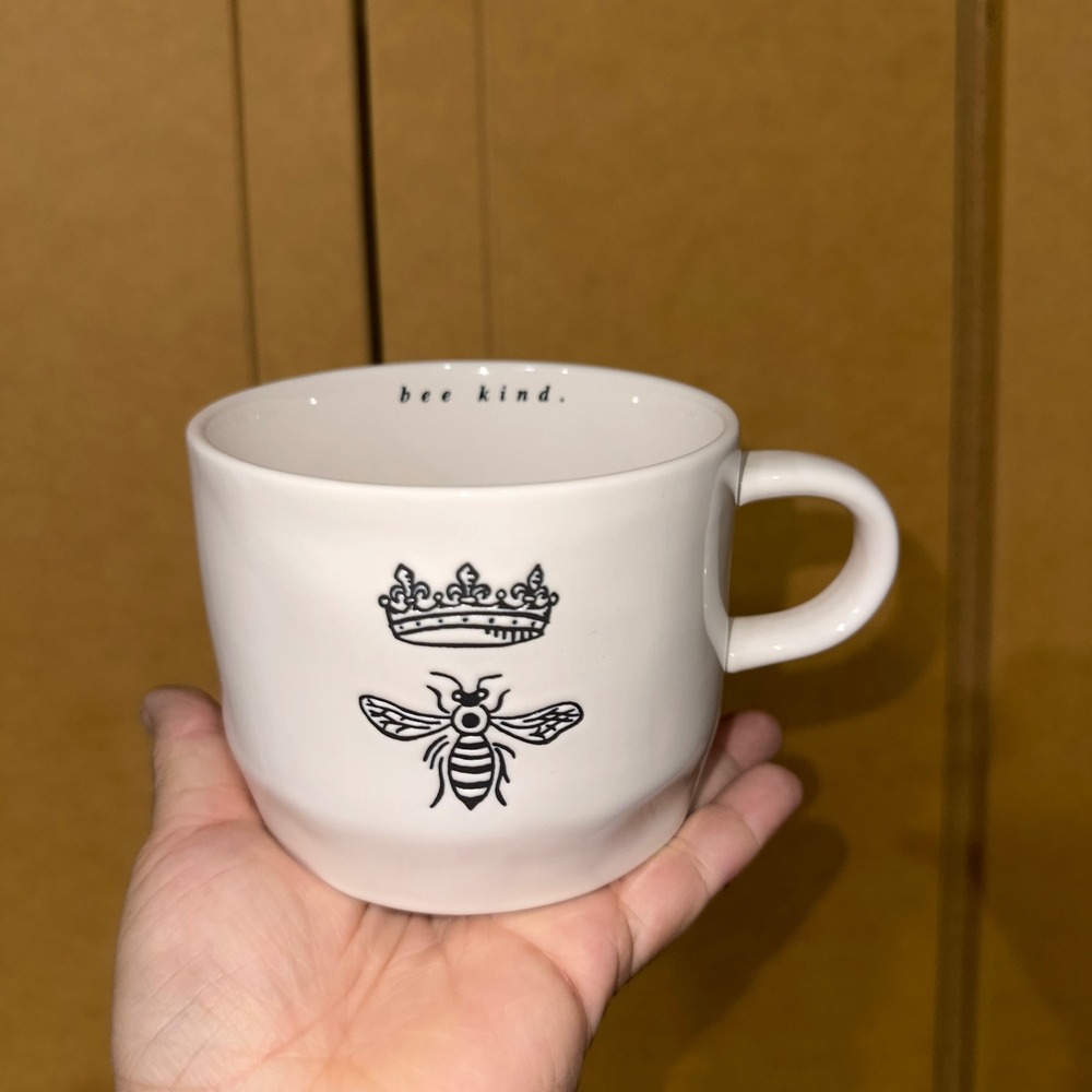 Rae Dunn Bee Kind Crown Queen Bee Ceramic Coffee Mug Artisan Collection Magenta